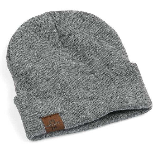 Men and Women Grey Acrylic Stretchy Daily Knit Warm Winter Beanie Hats - Picture 2 of 7